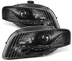Amazon Com Acanii For Blk 2006 2008 Audi A4 S4 B7 R8 Style Led Drl Halogen Type Projector Headlights Driver Passenger S Audi A4 Projector Headlights Audi