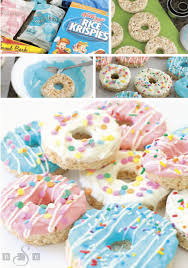 These Donut Rice Krispies Treats Are One Adorable Dessert Recipe That Would Be Perfect For Birthday Donuts Donut Themed Birthday Party Donut Birthday Parties