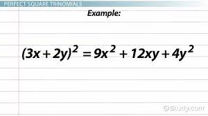 A perfect square trinomial is of the form: Perfect Square Trinomial Definition Formula Examples Video Lesson Transcript Study Com