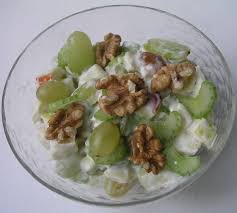 The dressing, usually made with mayonnaise, can be made with this healthier cashews instead. Waldorf Salad Wikipedia