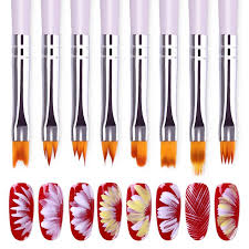 Gradient Acryl Malerei Pinsel Uv Gel Blume Zeichenstift Lila Griff Manikure Nail Art Tool 8 M In 2020 Nail Art Brushes Flower Nail Art Nail Art Tools