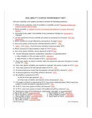 Solubility Worksheet Answers Solubility Curve Worksheet