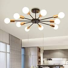 Also dimmable available when the semi flush mount with compatible dimmer switch. Ganeed Semi Flush Mount Ceiling Light 10 Light E27 Base Modern Black Sputnik Chandelier Industrial Ceiling Lamp Fixture For Kitchen Farmhouse Living Room Dining Room Buy Online At Best Price In Uae Amazon Ae