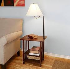 Combination Floor Lamp End Table With Shelves And Swing Arm Shade Use As A Nightstand Or Maga Living Room End Table Lamps Lamps Living Room End Table With Lamp