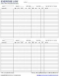 Exercise Chart Pdf Blank Workout Weight Loss Log Blank