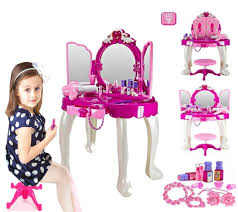 New Kids Children Glamour Girl Dressing Table W Stool Light Sound Mirror Makeup Girls Dressing Table Kids Bed Design Kids Play Set