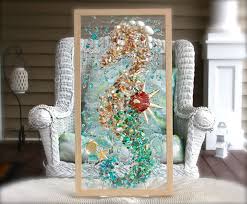 Sea Glass Art Of Seahorse Seahorse Wall Hanging Beach Etsy Beach House Wall Decor Beach Bathroom Decor Sea Glass Art