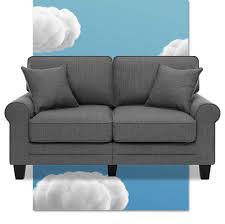 The modern style loveseat sofa has a solid frame and soft sponge interior, made of premium fabric and supported by most strong black legs. Amazon Com Serta Copenhagen 61 Loveseat Pillowed Back Cushions And Rounded Arms Durable Modern Upholstered Fabric Dark Gray Furniture Decor