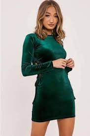 Maybe you would like to learn more about one of these? Flor Green Velvet Lace Up Mini Dress In The Style Usa