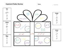 In general, when dividing with exponents, you can just subtract the exponent of the denominator from the exponent of the numerator. Exponent Rules Coloring Worksheets Teaching Resources Tpt