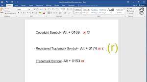 Registered trade mark ® in word and outlook the registered trade mark ® has an inbuilt shortcut in word. How To Type Copyright Symbol Registered Trademark Symbol And Trademark Symbol In Word Youtube