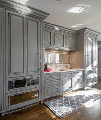 Gray Paneled Refrigerator With Mirrored Freezer Drawers Contemporary Kitchen Kitchen Cabinet Design Kitchen Design Shabby Chic Kitchen