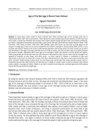 But since our marriage for the past 6 years, we have a boy of 6yrs of age together. Pdf Age At First Marriage In Recent Years Vietnam