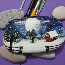 Tas Boyama Kis Paintrock Handmade Tasboyama Elsanatlari Tablo Kis Kendinyap Van Sahilsanat Sanat Tablolar Beyaz Boya