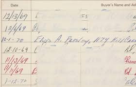 elvis presley signed dealers firearms record book