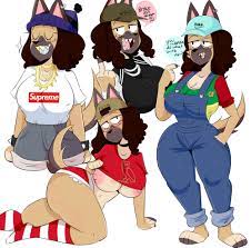 1girls anthro breasts female only hanging breasts hypebae (jinu)  hypebeast jinu odd future overalls striped socks supreme 