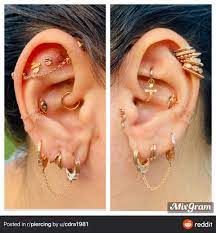 Left And Right Ear Piercing Set Up Cool Ear Piercings Pretty Ear Piercings Earings Piercings