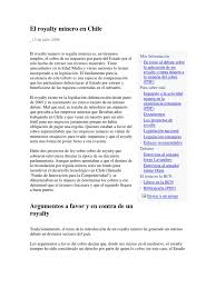 Hacia esos números apuntan las críticas de quienes consideran que el iem es un royalty. El Royalty Minero En Chile Mineria Augusto Pinochet