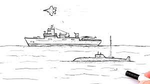 How To Draw A Battleship | Sea Battle Drawing - Youtube