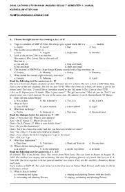 Soal bahasa inggris smp semester 1 kelas 8.we will use english in the. Pdf Soal Uts B Inggris Kelas 7 Semester Ondowiyah Boganingrum Academia Edu