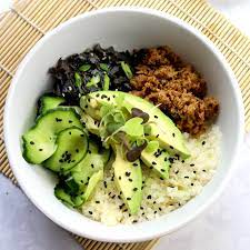 Vegan Keto Sushi Bowl Meat Free Keto Vegan Keto Recipes Recipe Vegan Keto Recipes Vegan Keto Sushi Ingredients