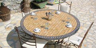 Garden tables with table tops made of granite are the right pick, if you're looking for a table that will survive almost everything, and at the same time won't be granite garden tables are one of the most durable kinds. Mosaic Tables