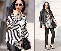 Black And White Striped Shirt Outfit Ideas Wear The Black White Trend Black White Striped Blouse Striped Blouse Outfit Black White Trend