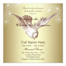 Elegant Gold Dove In Loving Memory Memorial Invitation Zazzle Com In 2021 Memorial Cards In Loving Memory Funeral Invitation