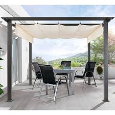 Terrassen Pavillon Pergola Aluminiumgestell Polyester Dach Stufenlos Raffbar 290 X 290 X 220 Cm Dunkelgrau Beige Pergola Canopy Outdoor Pergola Wooden Pergola