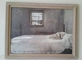 17 x 23 ¼ | trim (paper) size: Vtg Master Bedroom Print Andrew Wyeth Framed In Pickled Or Cerused Art Frame 1882721345