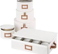 StorageWorks Hard Shell China Storage Boxes for Dishes, Plates and Mugs