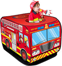 Amazon Com D Fantix Fire Truck Tents Foldable Fire Trucks Pop Up Play Tent Kids Pretend Indoor Playhouses For Boys Toddlers Girls Toys Toys Games