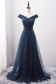 Off Shoulder Blue Tulle Floor Length Formal Dresses Elegant Party Dresses Bridesmaid Dresses A Line Prom Dresses Blue Evening Dresses Tulle Prom Dress