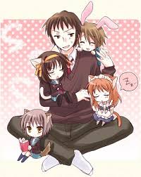 kyon the melancholy of haruhi suzumiya fan art sos brigade chibi anime chibi chibi anime