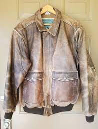 Rare Vtg Aeropostale A2 Flight Bomber Aviator Brown Distressed Leather Jacket 44 Leather Jacket Jackets Distressed Leather Jacket