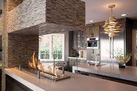 Learn about kitchen design layouts for your kitchen remodel. Hot Trends Give Your Kitchen A Sizzling Makeover With A Fireplace