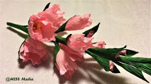 How to make a pretty crepe paper flower bouquet: Making Easy Origami Gladiolus Paper Flower Step By Step Diy Crepe Paper Flowers Folding Flower Craft