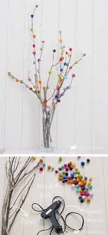 Basteln Mit Zweigen Und Filzkugeln Spring Diy Crafts Pom Pom Tree