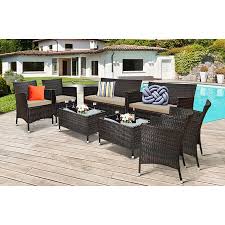The quest for a unique coffee table is often endless, and contemporary designers are providing homeowners with an amazing array. 8pcs Rattan Patio Furniture Set Cushioned Sofa Chair Coffee Table Brown From Walmart Accuweather Shop