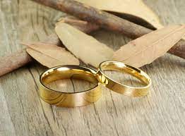 Handmade Gold Flat Plain Matching Wedding Bands Couple Rings Etsy In 2021 Titanium Ring Set Couples Ring Set Matching Wedding Bands