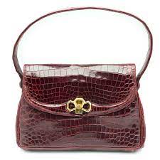 Morabito, paris center cut mini alligator duffle for sale. Morabito Paris Place Vendome Burgundy Crocodile Vintage Bag 1960 Katheley S