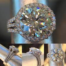 Shine On You Crazy Diamond Diamonds Diamond Custom Ring Bling Bea Wedding Ring 14k White Gold White Diamond Rings Engagement Halo Style Engagement Rings