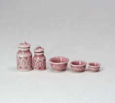 Store items and add a decorative touch with these kitchen canisters. Dollhouse Miniature Pink Ceramic Kitchen Canister And Bowl Set Ebay