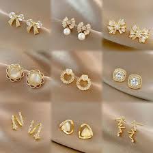 Simple Zircon Bow Stud Earrings Geometric Opal Women Gold Earrings - China  Earring and Drop Earrings price | Made-in-China.com