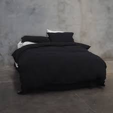 Make your bedroom cozy and modern. 100 Linen Duvet Cover Set Black