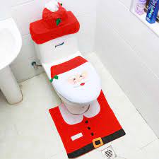 Vintage 3 piece tank cover set tank top cover tank cover lid cover yellow nylon. 3 Piece Christmas Toilet Cover Water Tank Cover Paper Towel Cover Deermia