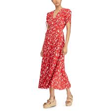 Polo Ralph Lauren Print Crepe Wrap Dress Dresses Wrap Dress Short Sleeve Dresses