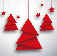 Origami Christmas Origami Christmas Tree And Red Star Card Vector Free Vector Origami Christmas Tree Paper Christmas Ornaments Christmas Origami