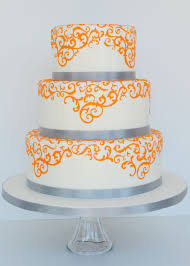 Orange And Grey Wedding Cake Gray Wedding Cake Orange Wedding Cake Simple Wedding Cake