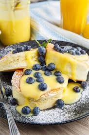 Japanese Souffle Pancakes With Lemon Curd And Blueberries Recipe Souffle Pancakes Souffle Pancake Recipe Japanese Pancake